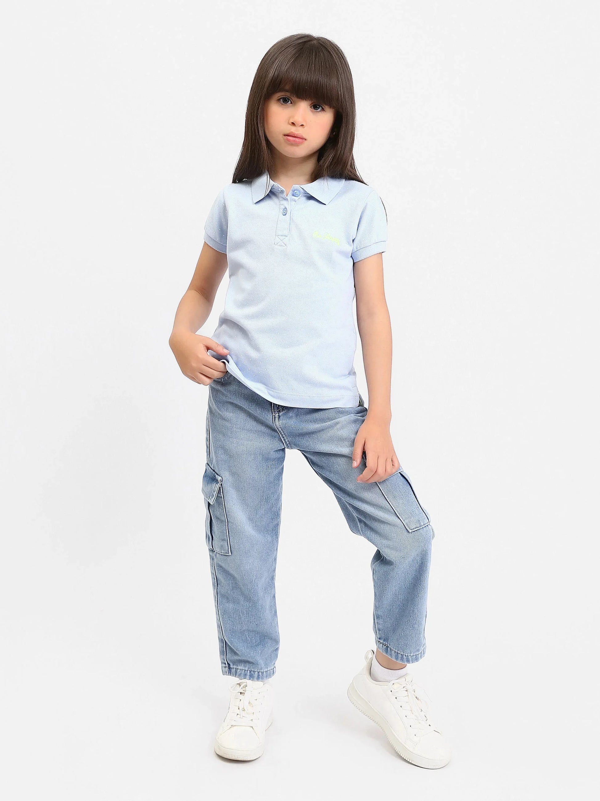 Jean cargo ado fille en denim – coupe droite, poches latérales - JOG25GDBP71449MR1 - Justyol
