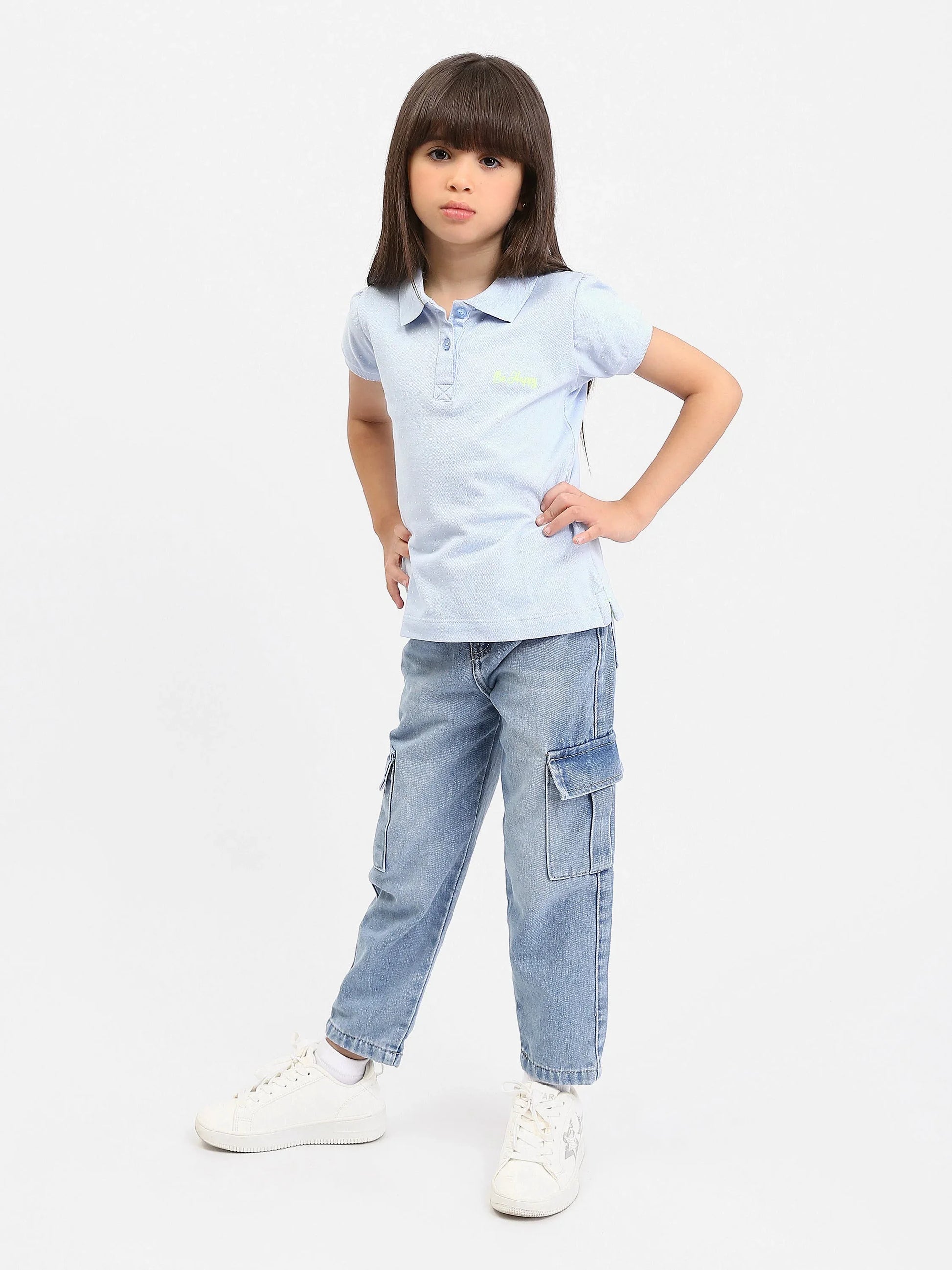 Jean cargo ado fille en denim – coupe droite, poches latérales - JOG25GDBP71449MR1 - Justyol