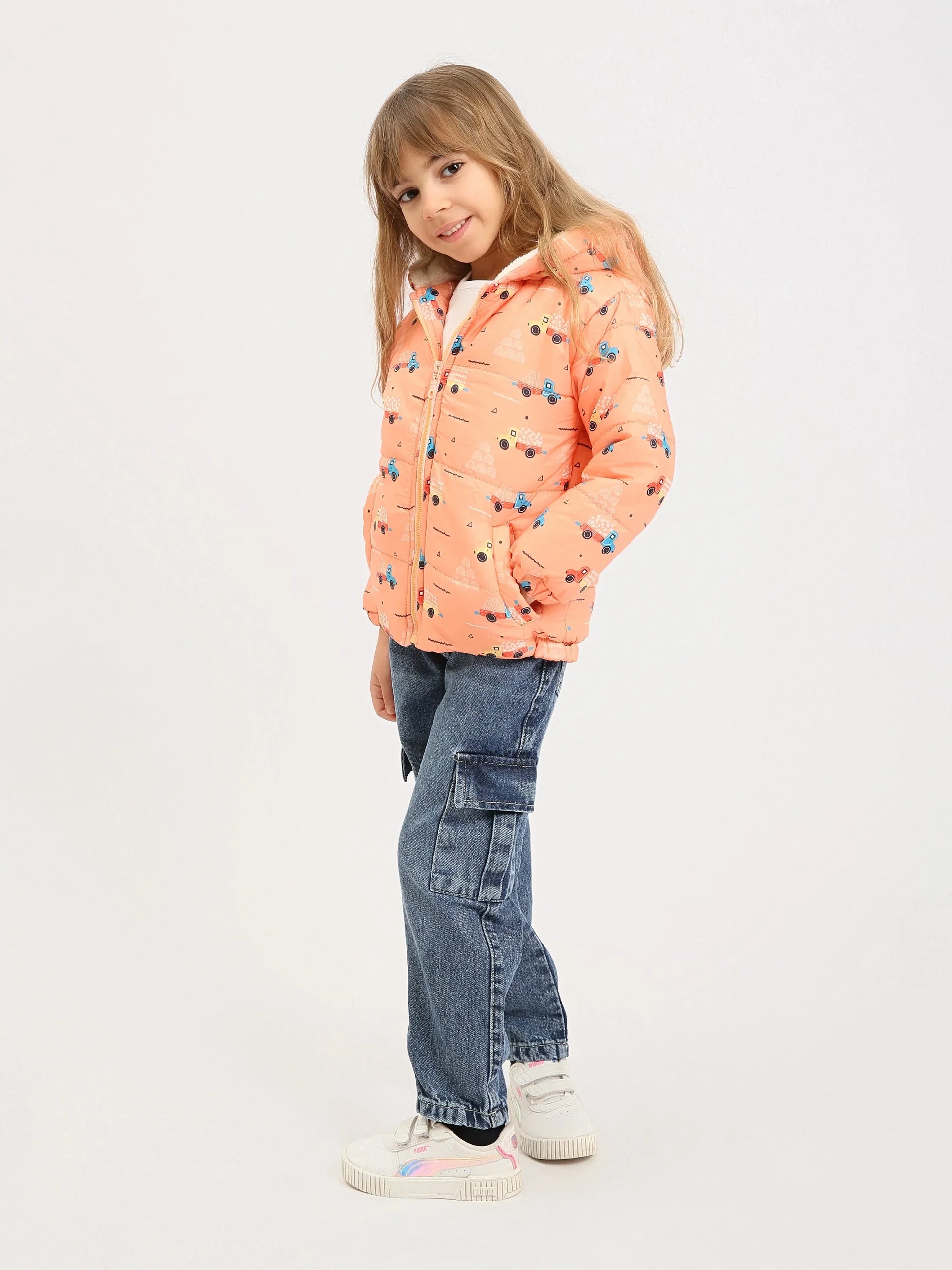 Jean cargo ado fille en denim – coupe droite, poches latérales - JOG25GDBP71449MR1 - Justyol