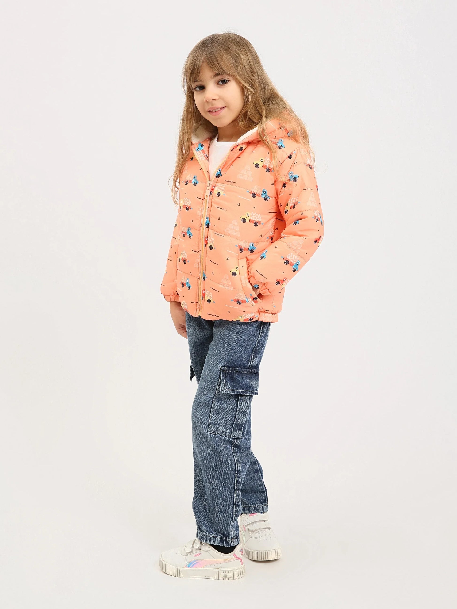 Jean cargo ado fille en denim – coupe droite, poches latérales - JOG25GDBP71449MR1 - Justyol