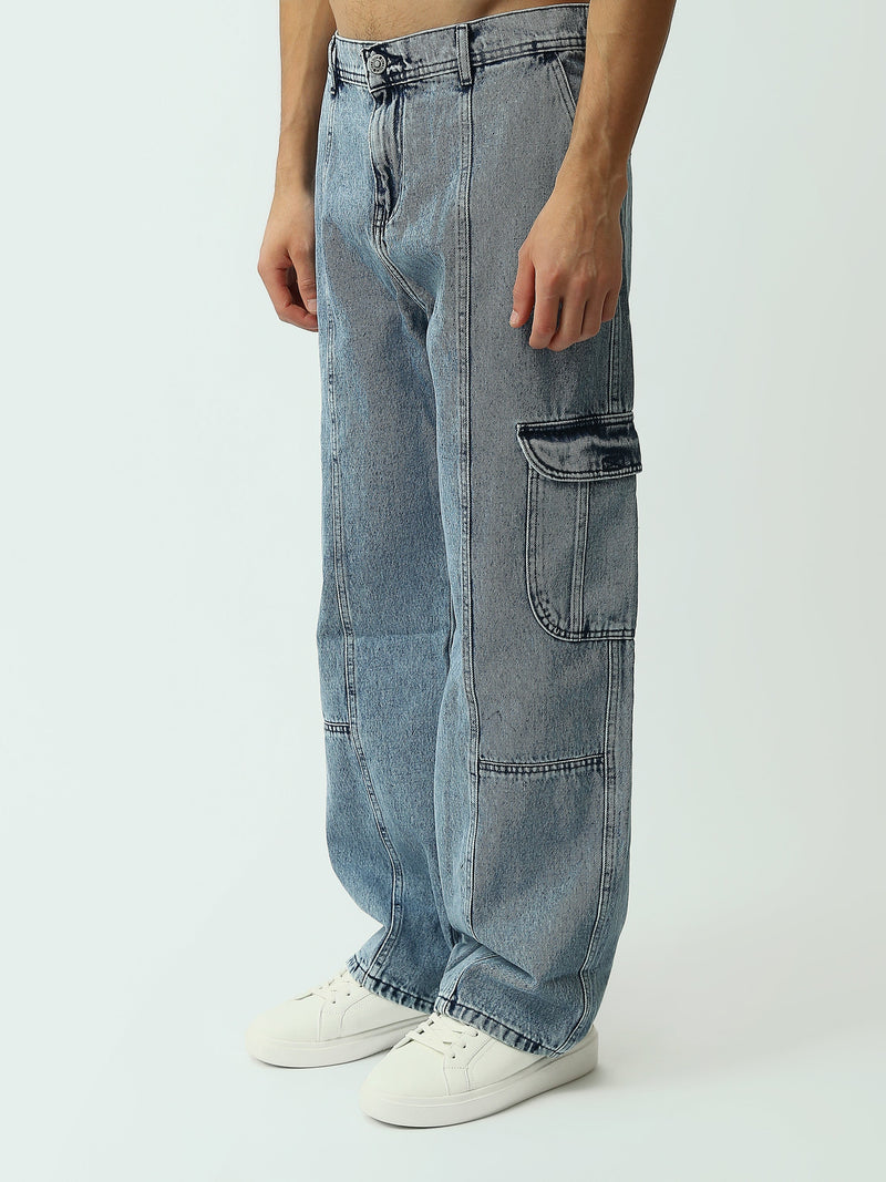 Jean Cargo Homme Coupe Loose avec Poches Latérales - JOG25GDWL24014TM1