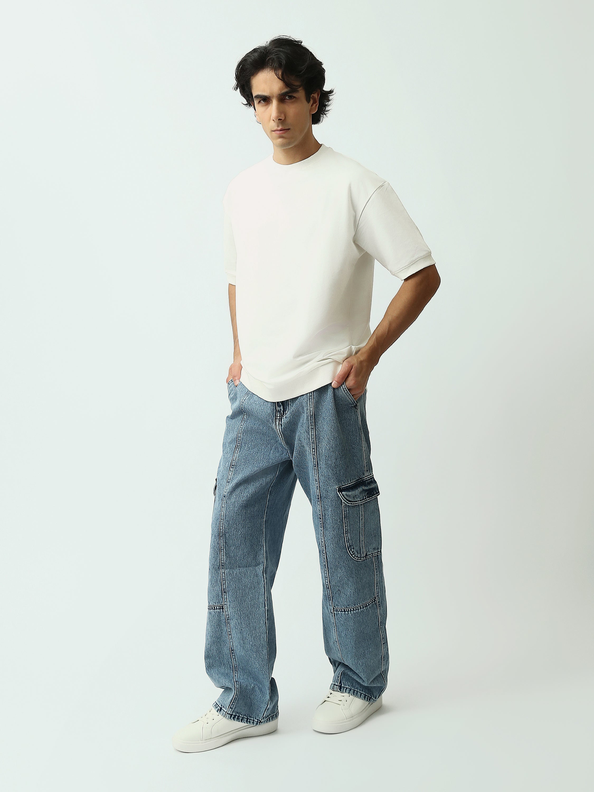 Jean Cargo Homme Coupe Loose avec Poches Latérales - JOG25GDWL24014TM1