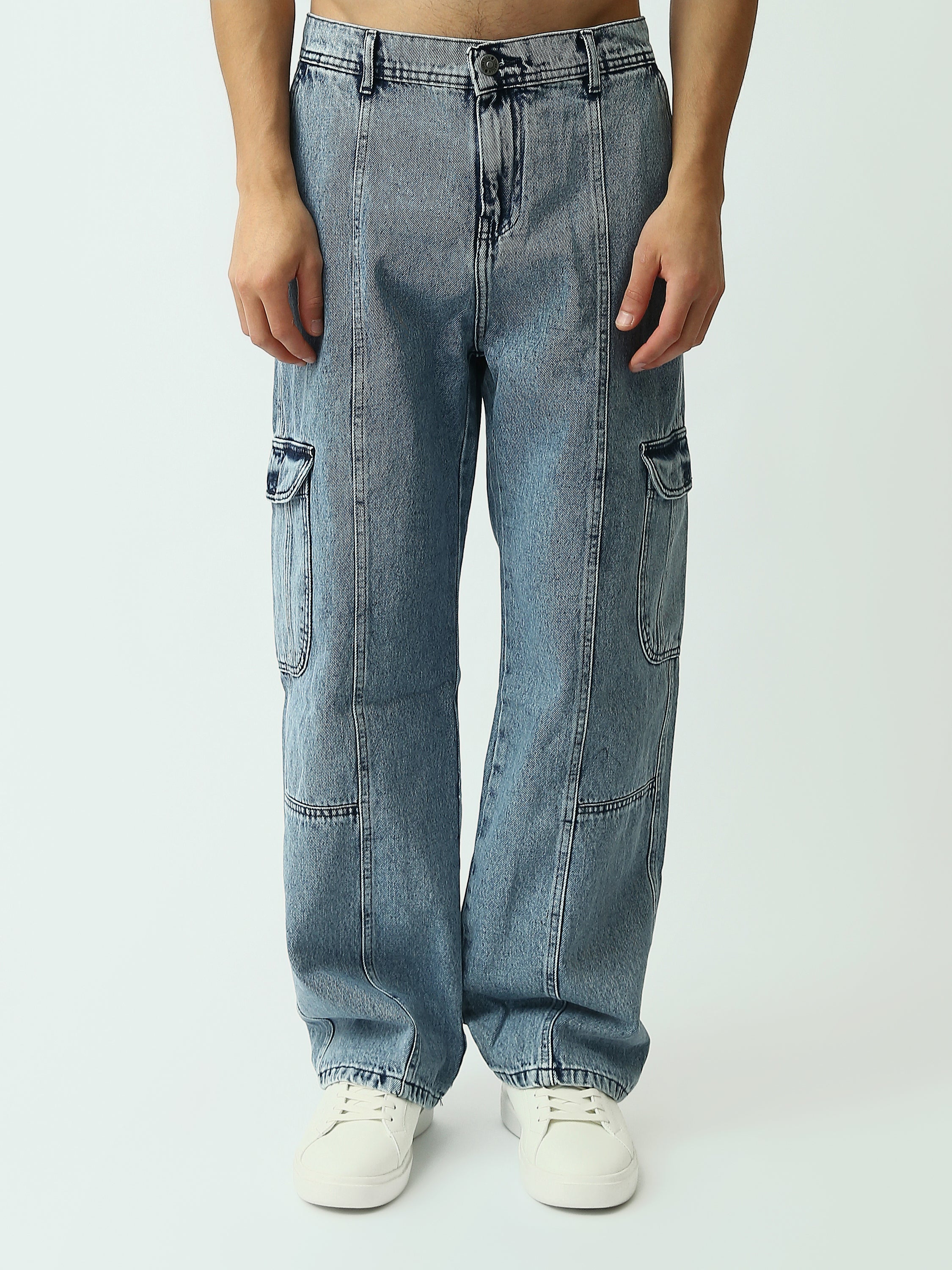 Jean Cargo Homme Coupe Loose avec Poches Latérales - JOG25GDWL24014TM1