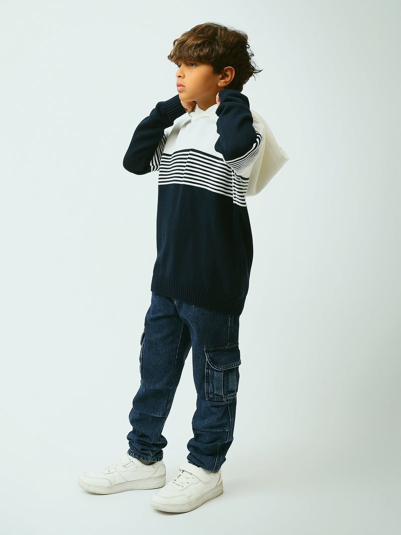 Jogger ado garçon style cargo en denim délavé avec poches à rabat - JOG25GDWL24276TJ1