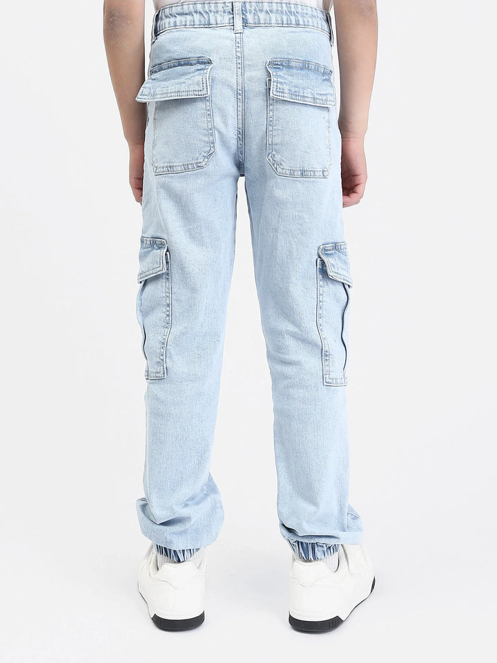 Pantalon cargo ado garçon en denim avec bas élastiqué – Style urbain - JOG25GDWP76803MJ1