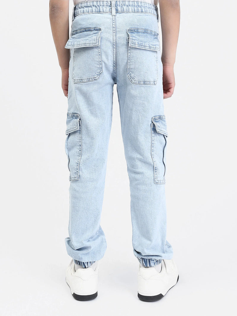 Pantalon cargo ado garçon en denim avec bas élastiqué – Style urbain - JOG25GDWP76803MJ1