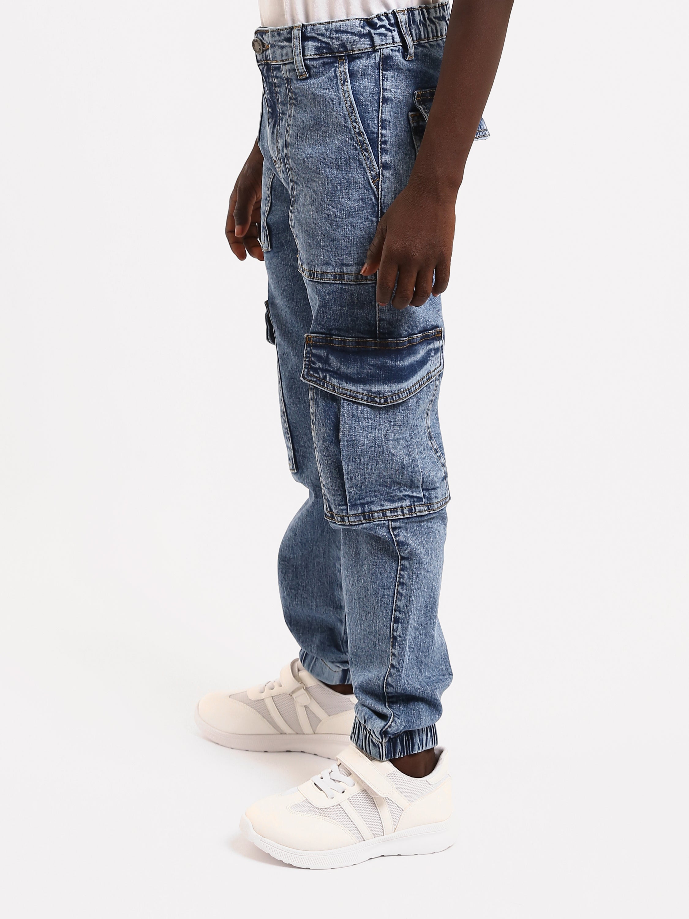 Pantalon cargo ado garçon en denim avec bas élastiqué – Style urbain - JOG25GDWP76803MJ1