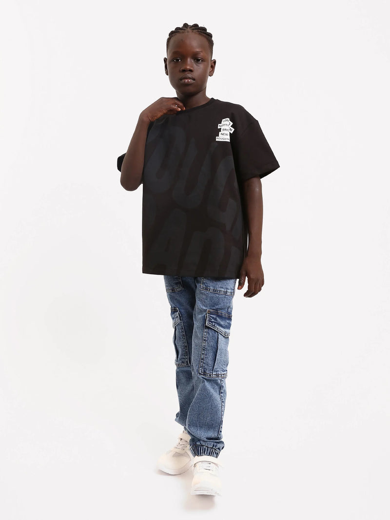 Pantalon cargo ado garçon en denim avec bas élastiqué – Style urbain - JOG25GDWP76803MJ1