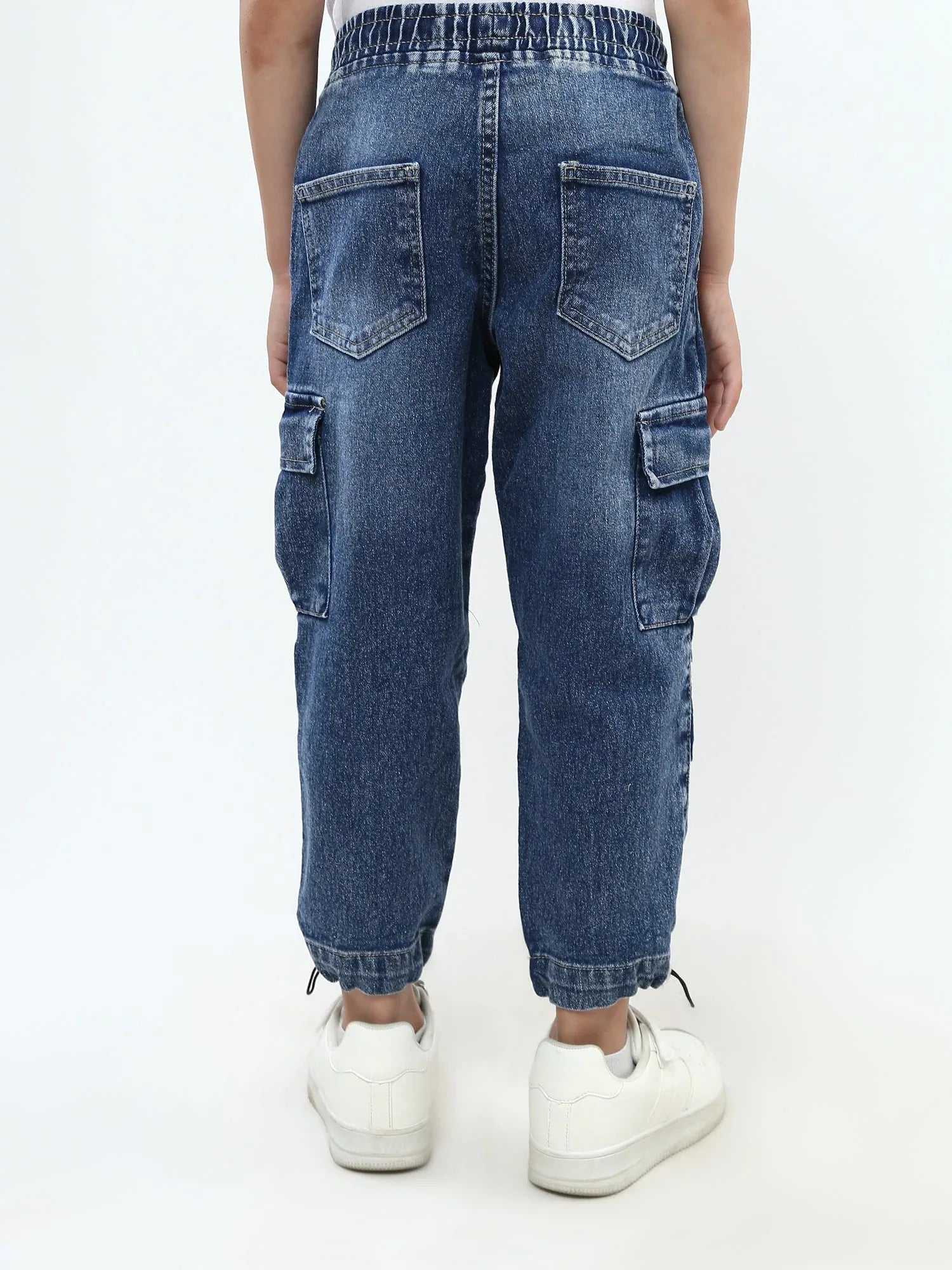 Pantalon jogger garçon en jean cargo, taille élastique – JOG25GDWP76808MB1 - Justyol