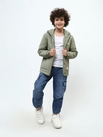 Jogger jean cargo ado garçon bleu – taille élastique, poches - JOG25GDWP76808MJ1