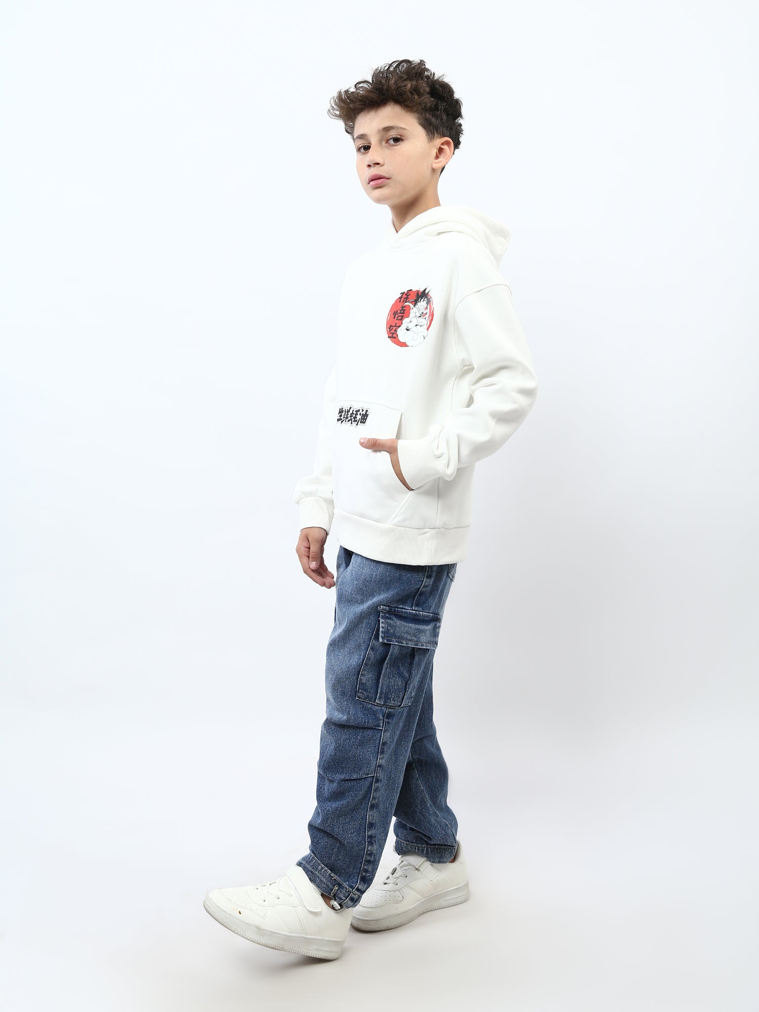 Jogger jean cargo ado garçon bleu – taille élastique, poches - JOG25GDWP76808MJ1