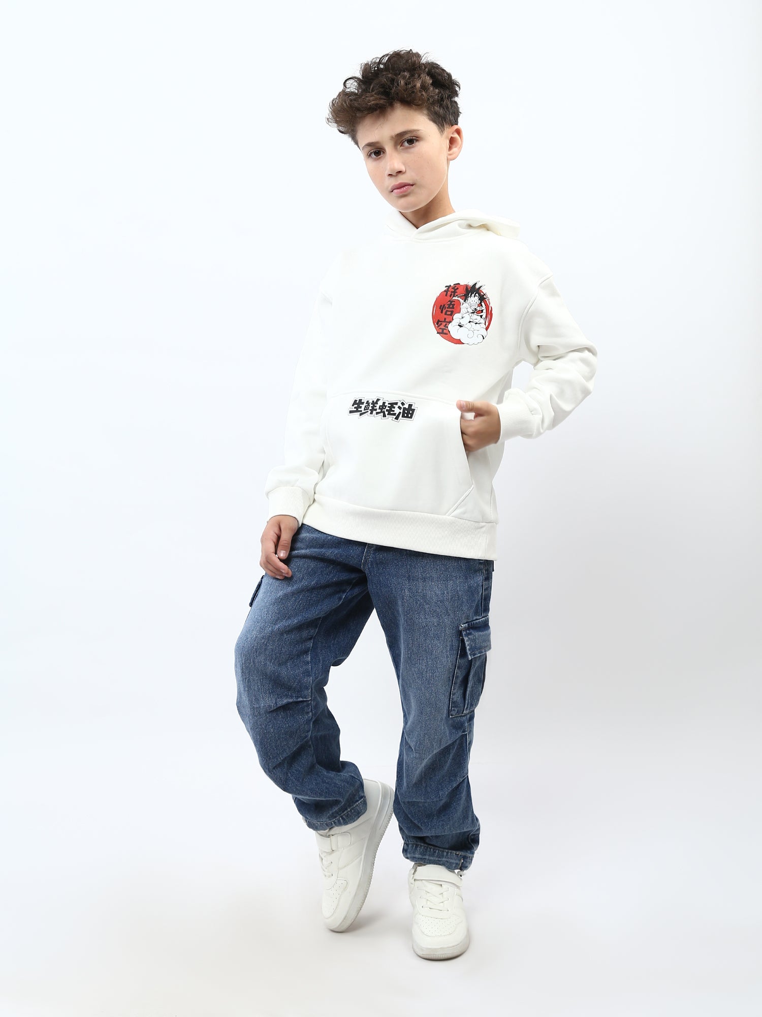 Jogger jean cargo ado garçon bleu – taille élastique, poches - JOG25GDWP76808MJ1