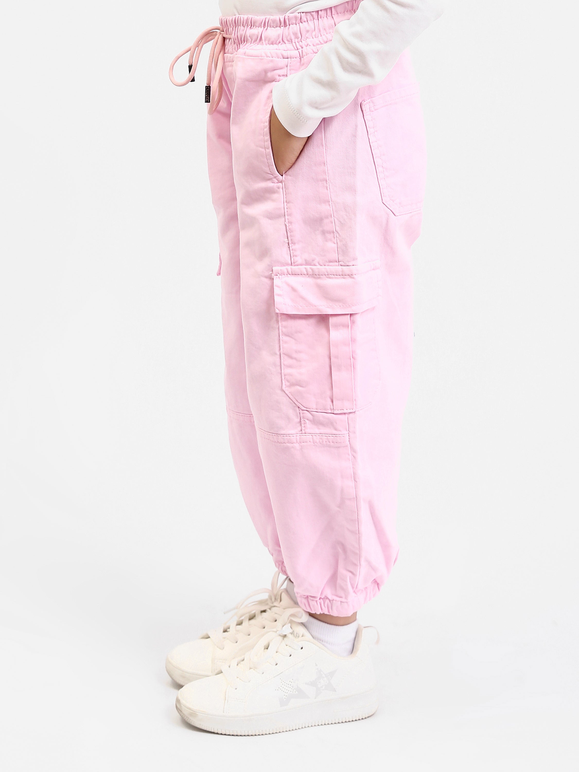 Pantalon cargo jogger fille, taille élastique avec cordon et poches latérales - JOG25GGBP71441MG1