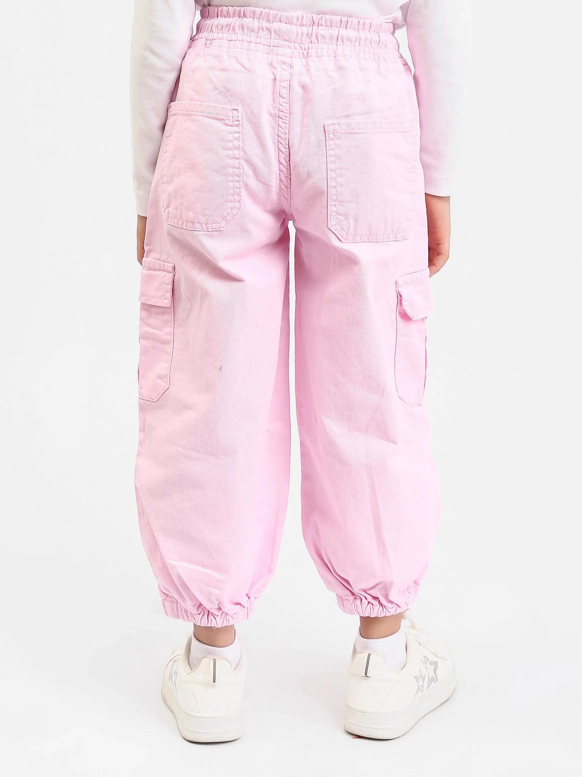 Pantalon cargo jogger fille, taille élastique avec cordon et poches latérales - JOG25GGBP71441MG1 - Justyol