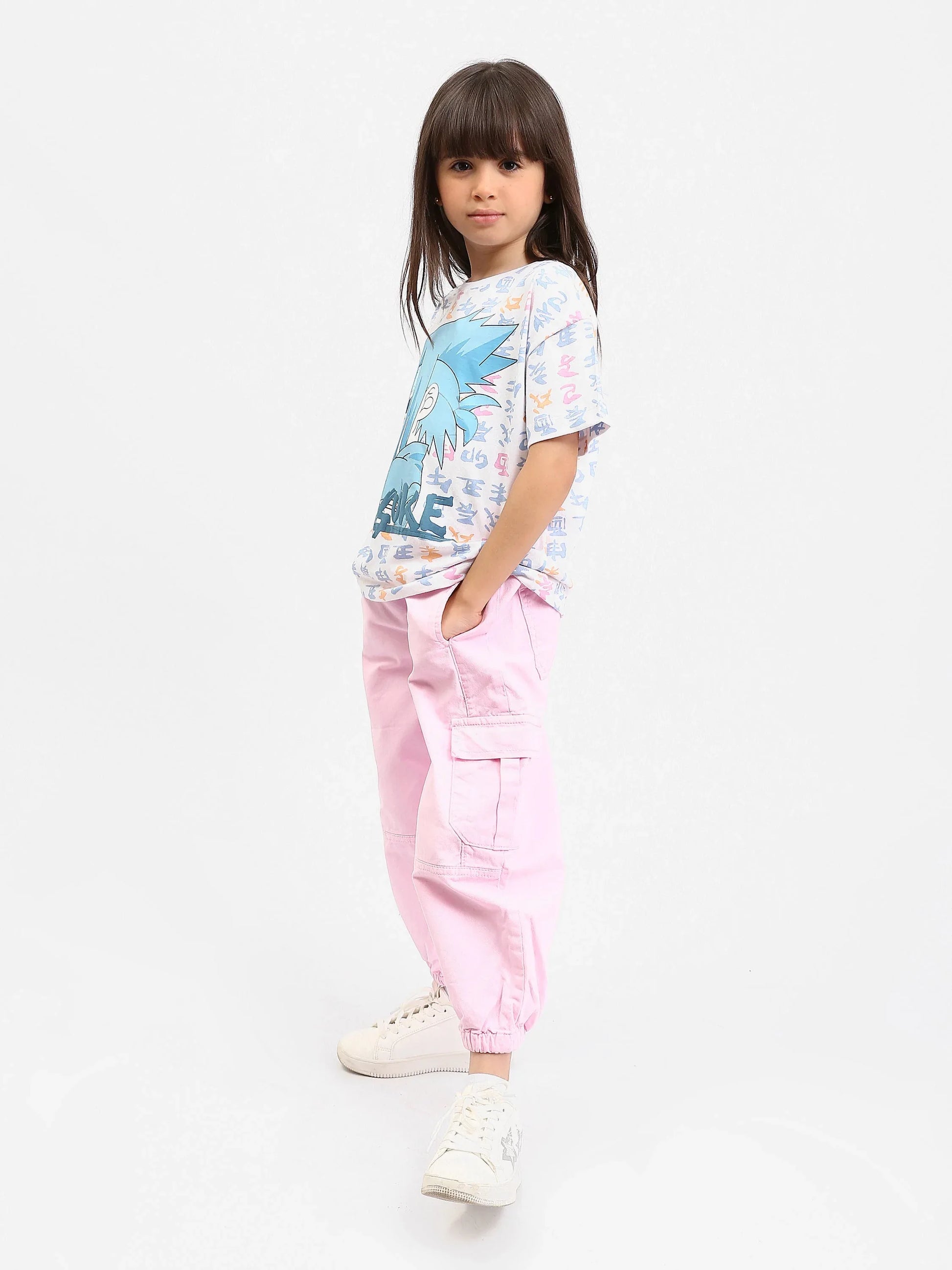 Pantalon cargo jogger fille, taille élastique avec cordon et poches latérales - JOG25GGBP71441MG1 - Justyol