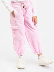 Pantalon cargo jogger fille, taille élastique avec cordon et poches latérales - JOG25GGBP71441MG1 - Justyol