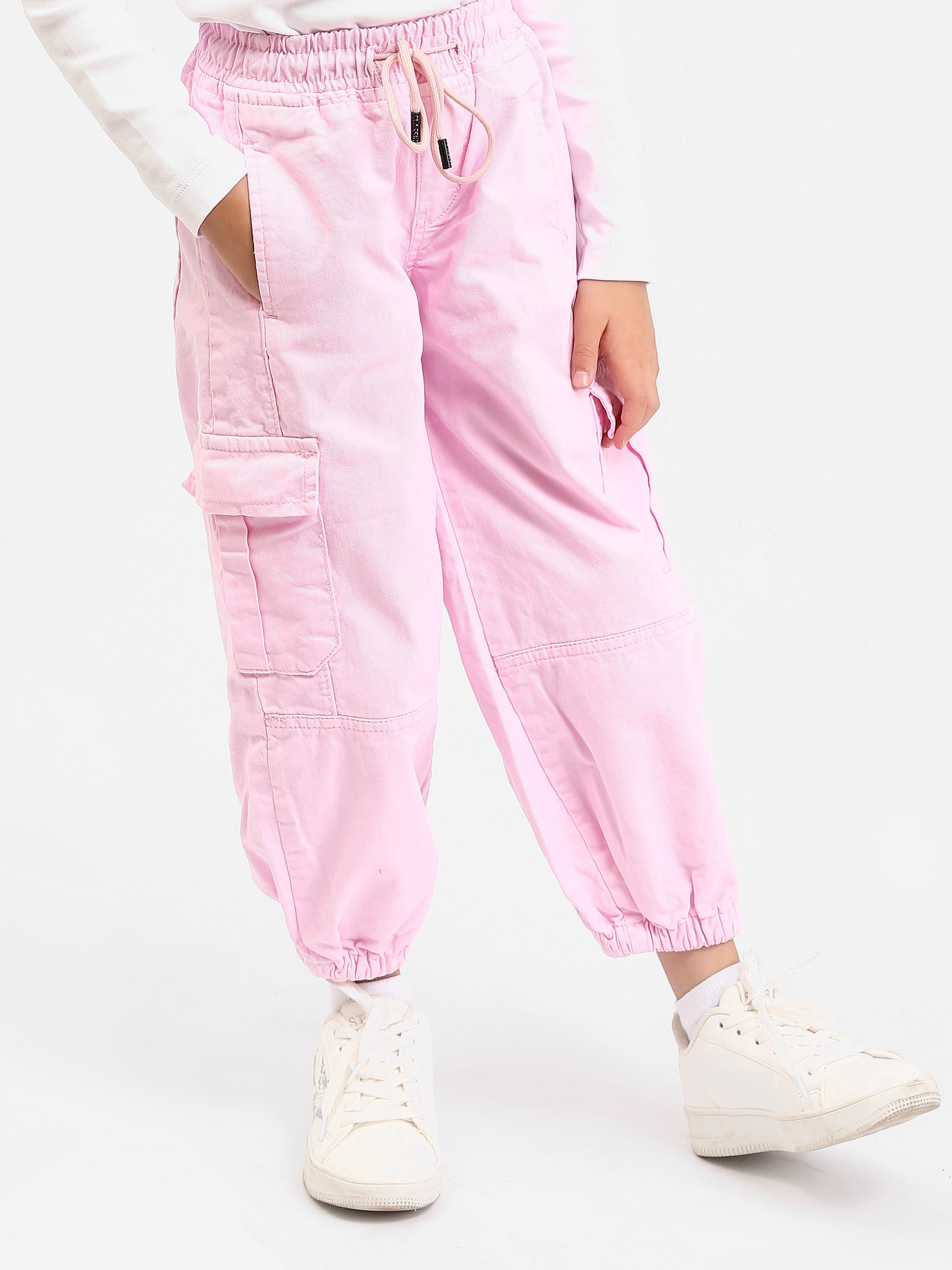 Pantalon cargo jogger fille, taille élastique avec cordon et poches latérales - JOG25GGBP71441MG1