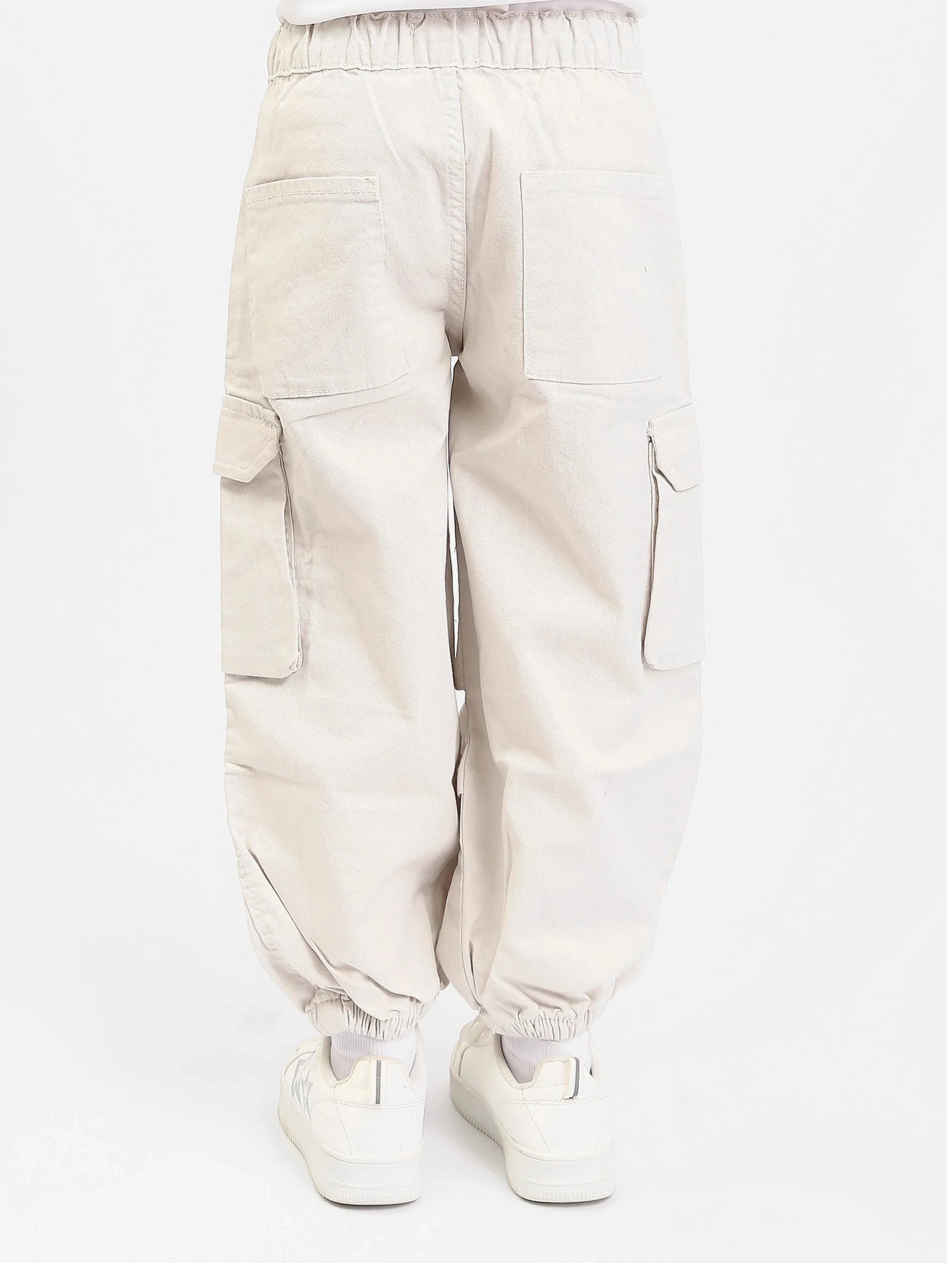 Pantalon cargo jogger fille, taille confortable et poches à rabat - JOG25GGBP71443MG1 - Justyol