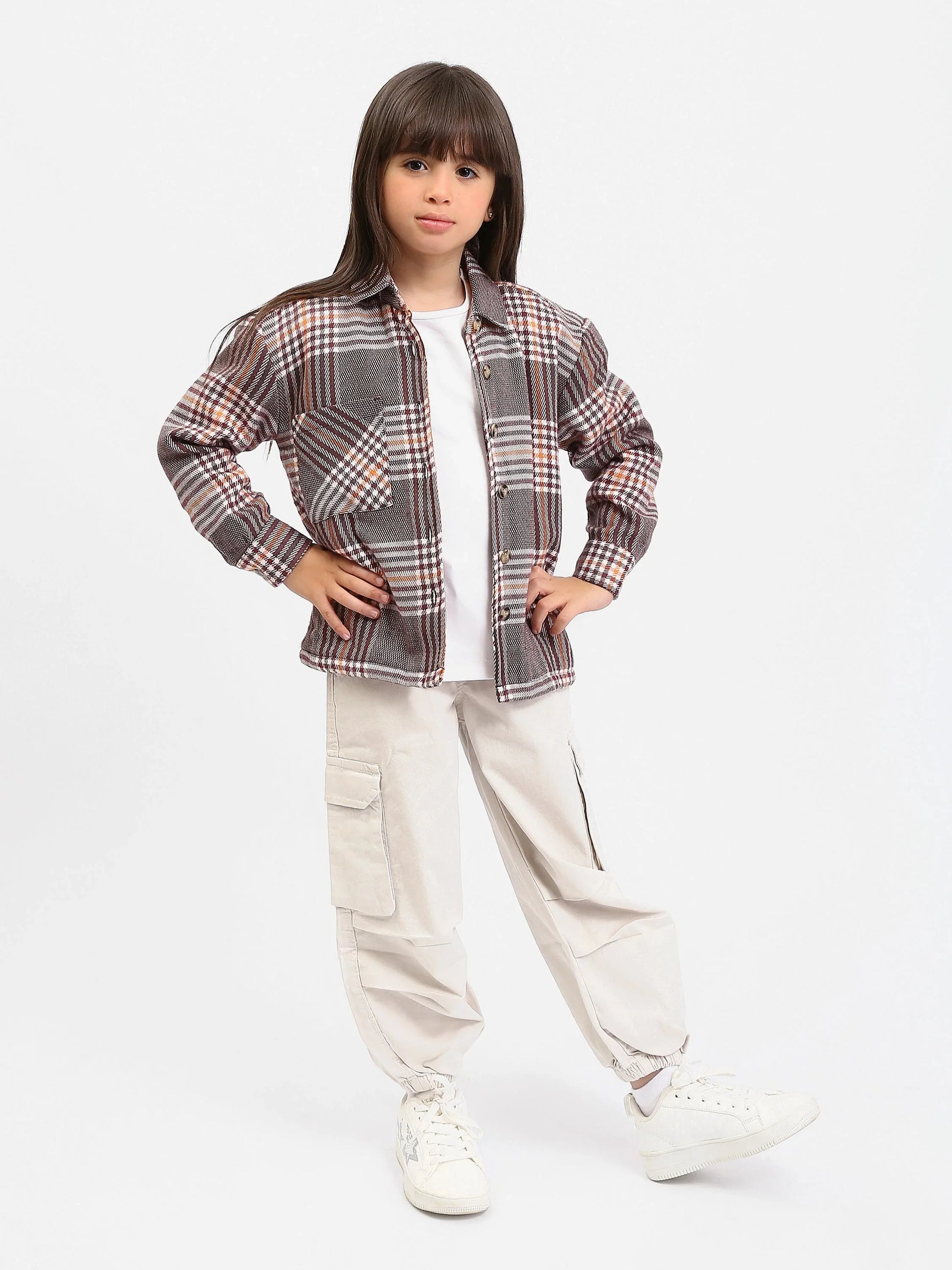 Pantalon cargo jogger fille, taille confortable et poches à rabat - JOG25GGBP71443MG1 - Justyol