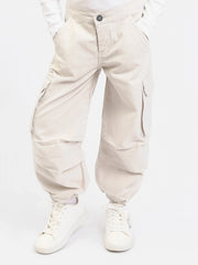 Pantalon cargo jogger fille, taille confortable et poches à rabat - JOG25GGBP71443MG1 - Justyol