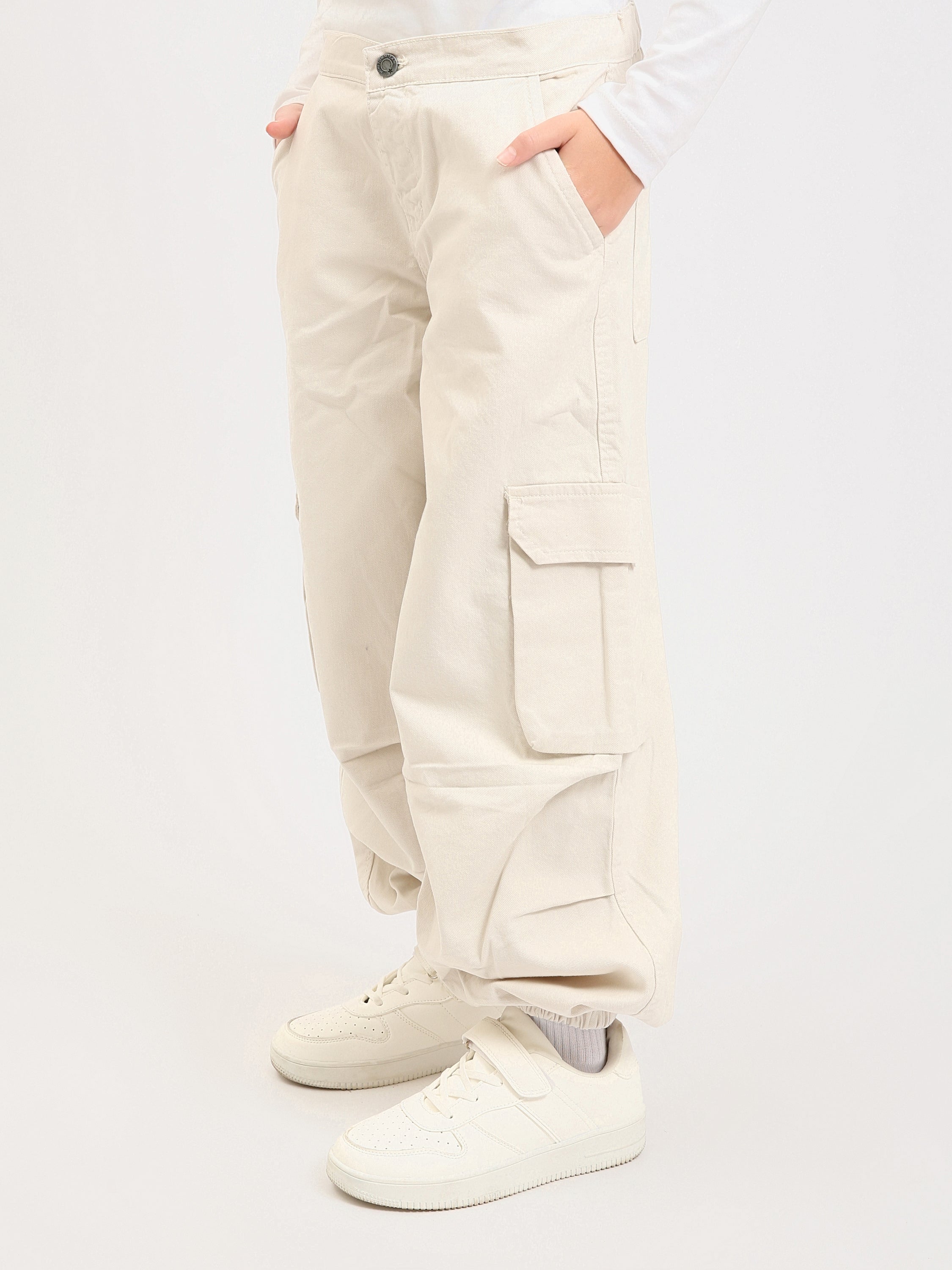 Pantalon cargo jogger ado fille, taille confortable et poches à rabat - JOG25GGBP71443MR1