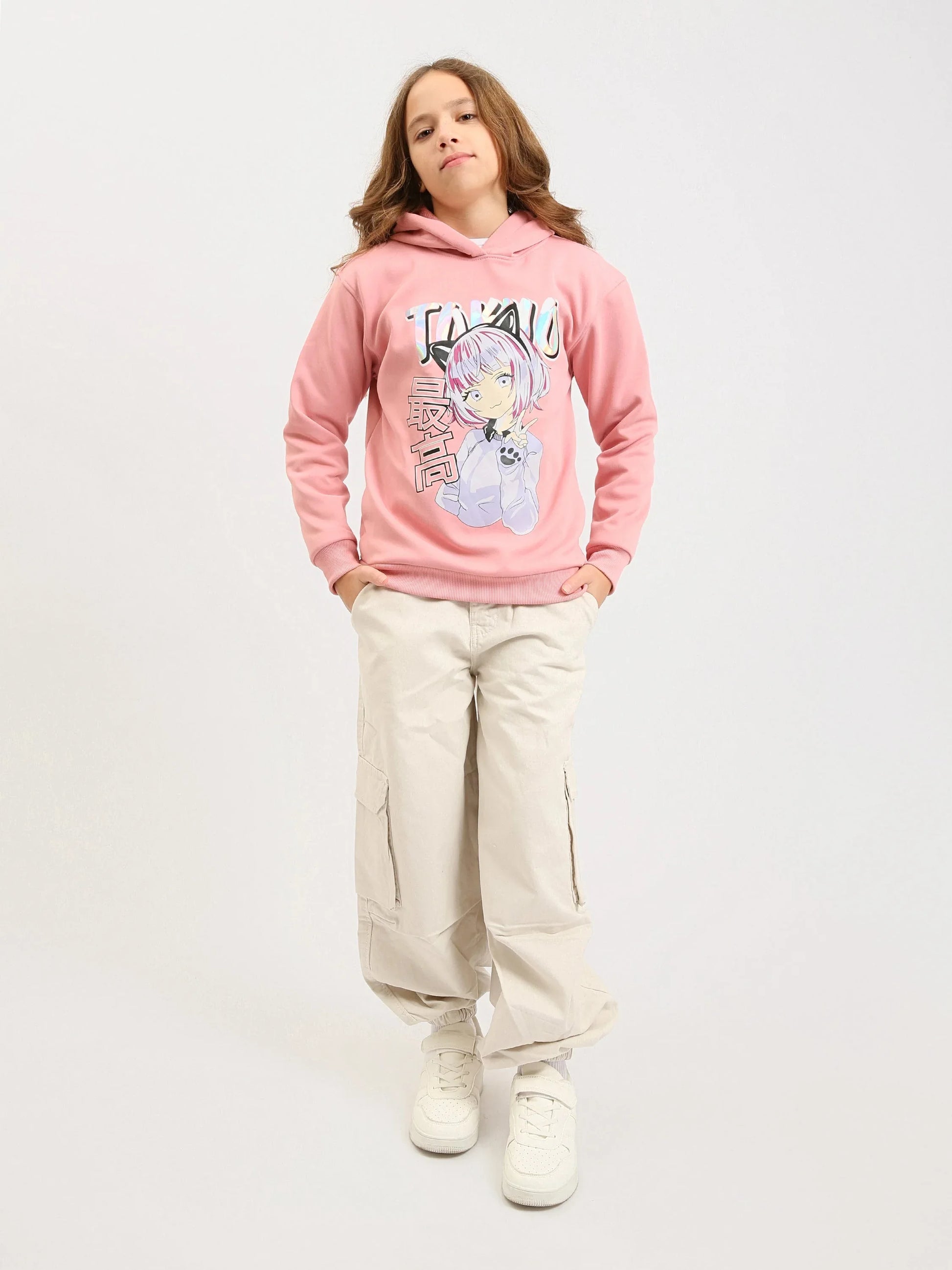 Pantalon cargo jogger ado fille, taille confortable et poches à rabat - JOG25GGBP71443MR1 - Justyol