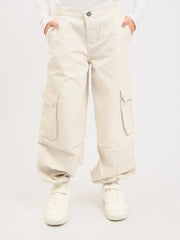 Pantalon cargo jogger ado fille, taille confortable et poches à rabat - JOG25GGBP71443MR1 - Justyol