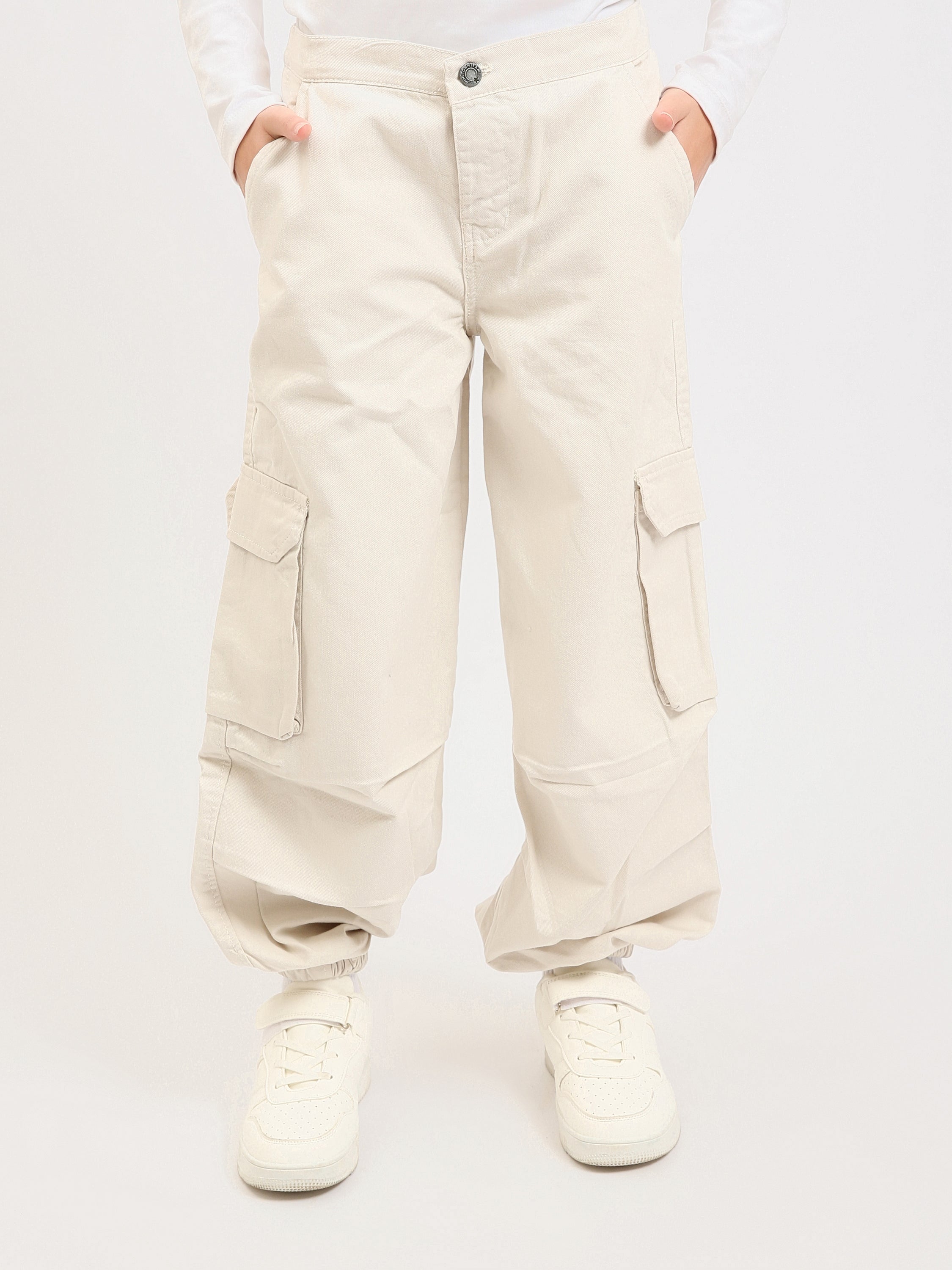 Pantalon cargo jogger ado fille, taille confortable et poches à rabat - JOG25GGBP71443MR1