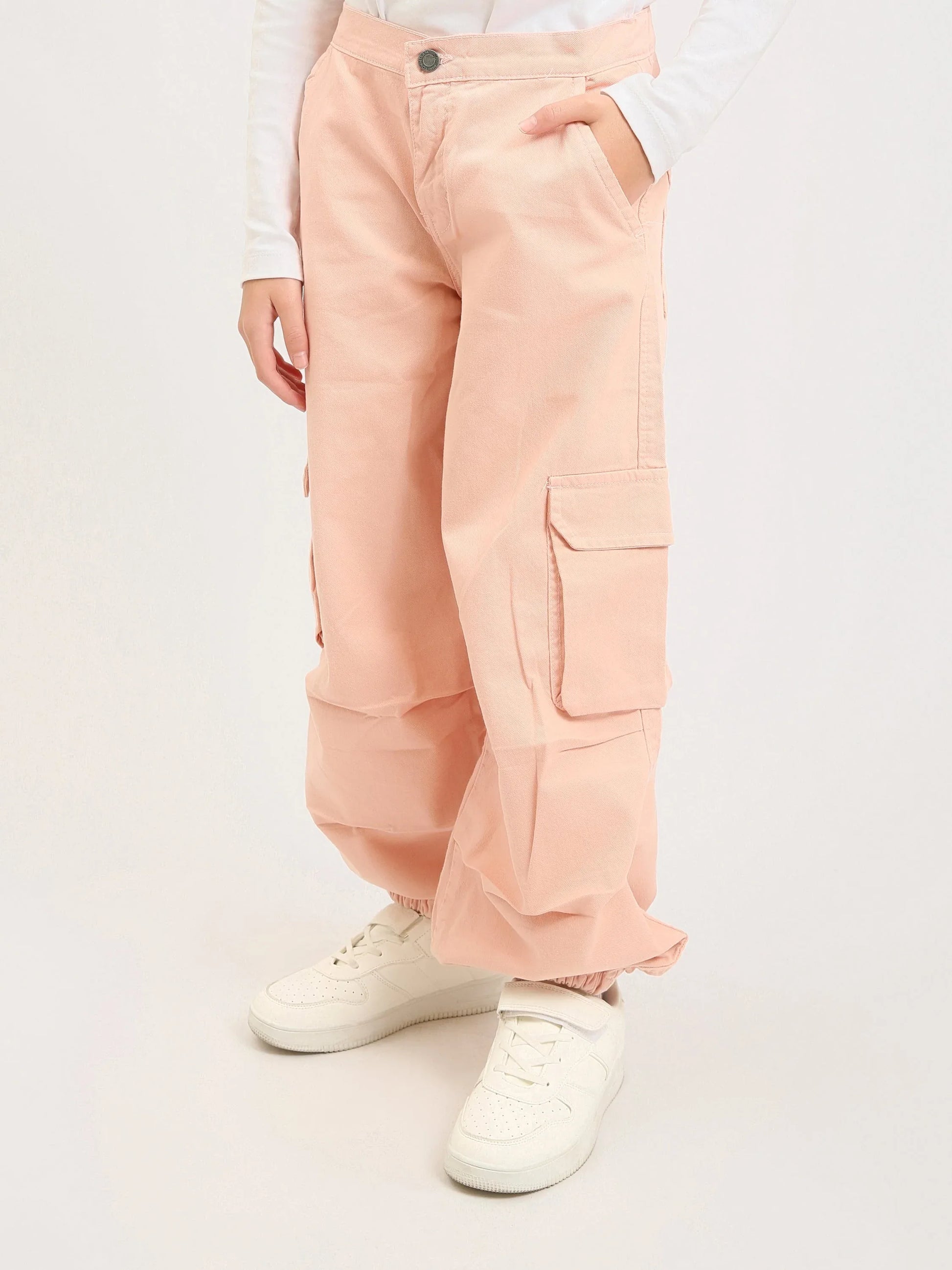Pantalon cargo jogger ado fille, taille confortable et poches à rabat - JOG25GGBP71443MR1 - Justyol
