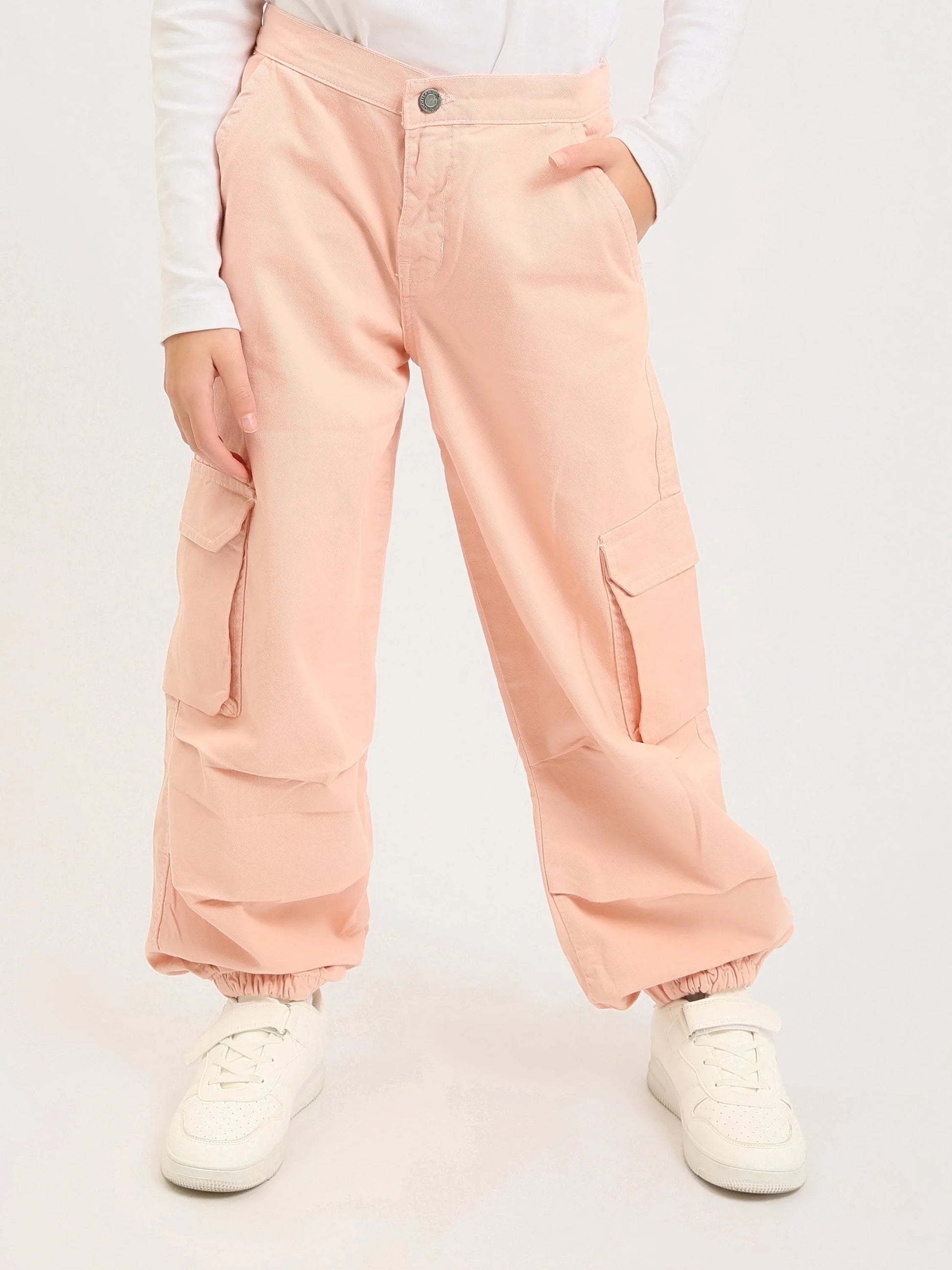 Pantalon cargo jogger ado fille, taille confortable et poches à rabat - JOG25GGBP71443MR1 - Justyol