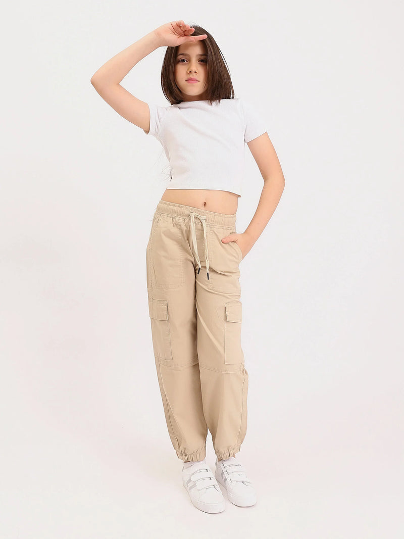 Pantalon cargo jogger ado fille – taille élastique, poches - JOG25GGBP71444MR1