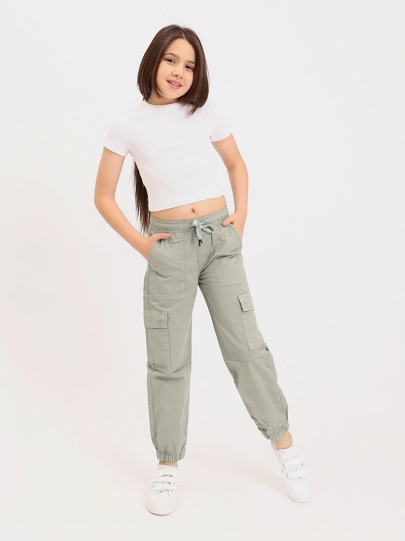 Pantalon cargo jogger ado fille – taille élastique, poches - JOG25GGBP71444MR1