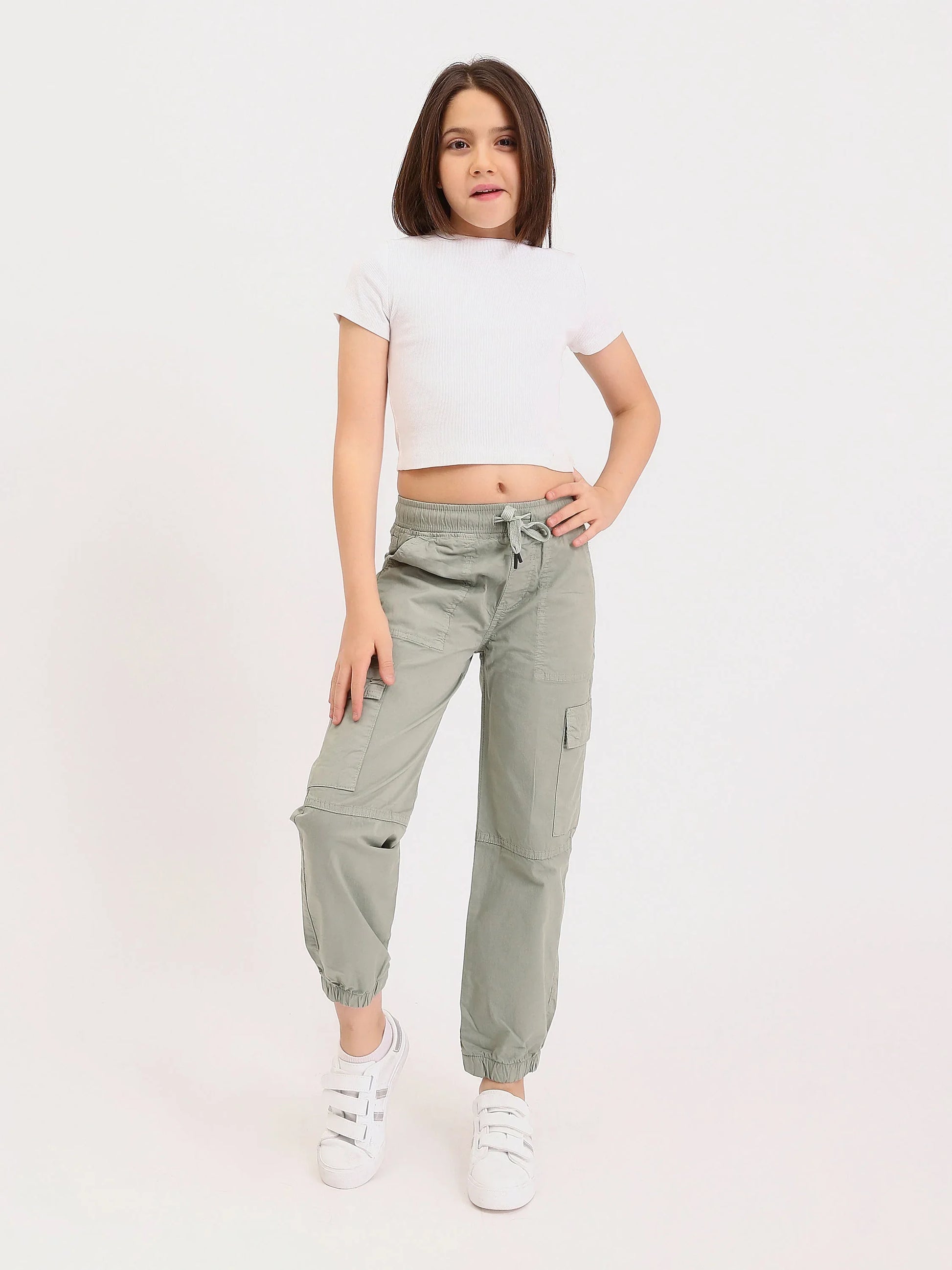 Pantalon cargo jogger ado fille – taille élastique, poches - JOG25GGBP71444MR1 - Justyol