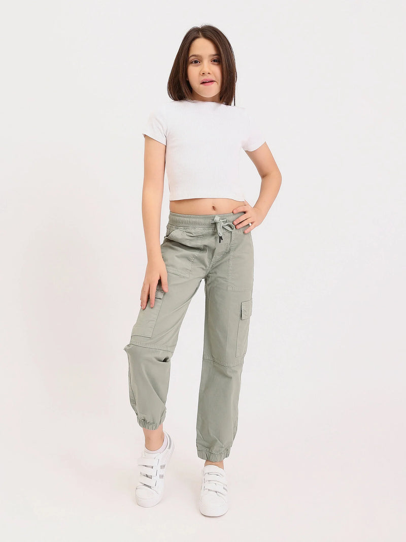 Pantalon cargo jogger ado fille – taille élastique, poches - JOG25GGBP71444MR1