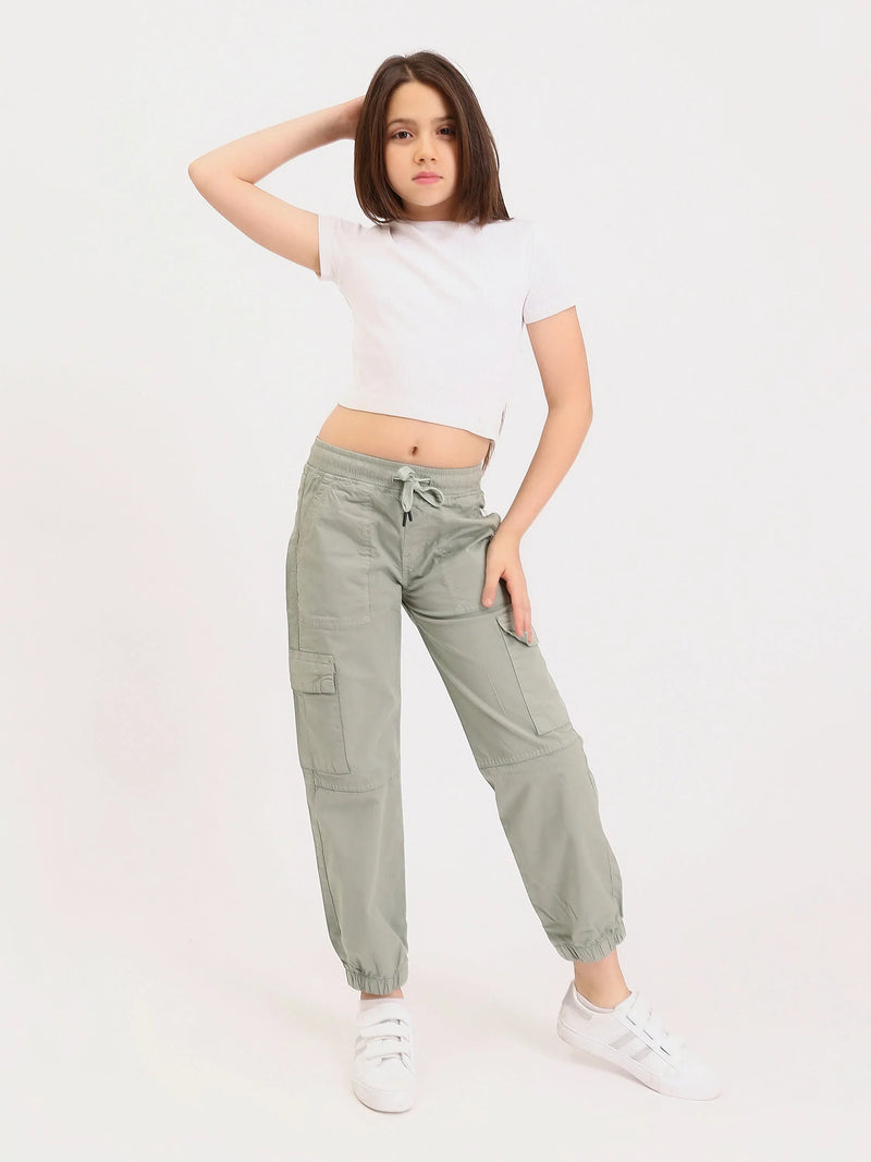 Pantalon cargo jogger ado fille – taille élastique, poches - JOG25GGBP71444MR1