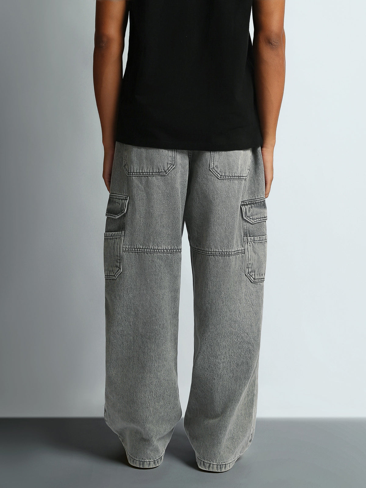 Jean Cargo Homme Gris Délavé à Coupe Baggy – Style Streetwear - JOG26G24000001TM1