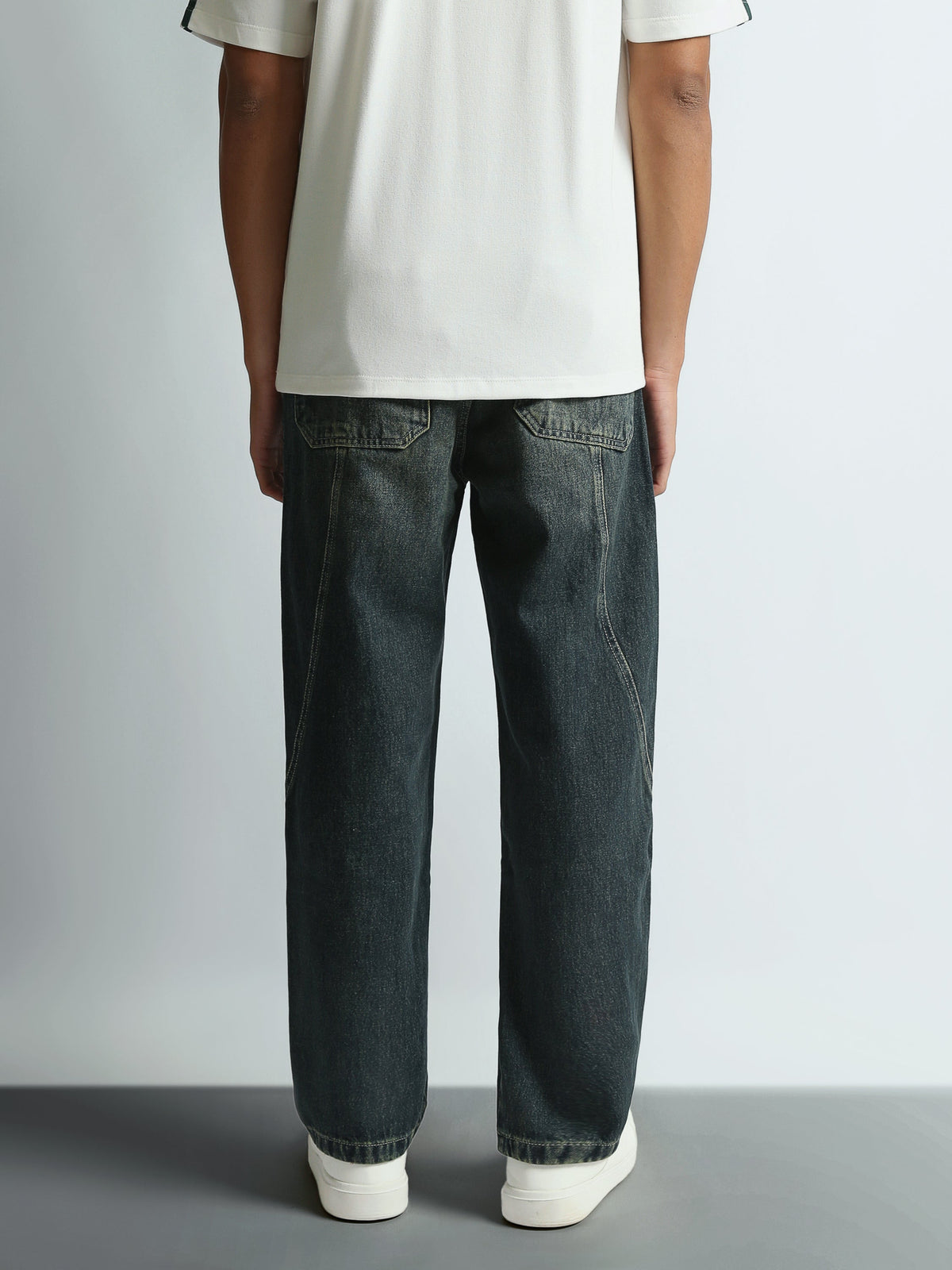 Jean Homme Loose Fit Effet Délavé à Coutures Décoratives - JOG26G24000006TM1