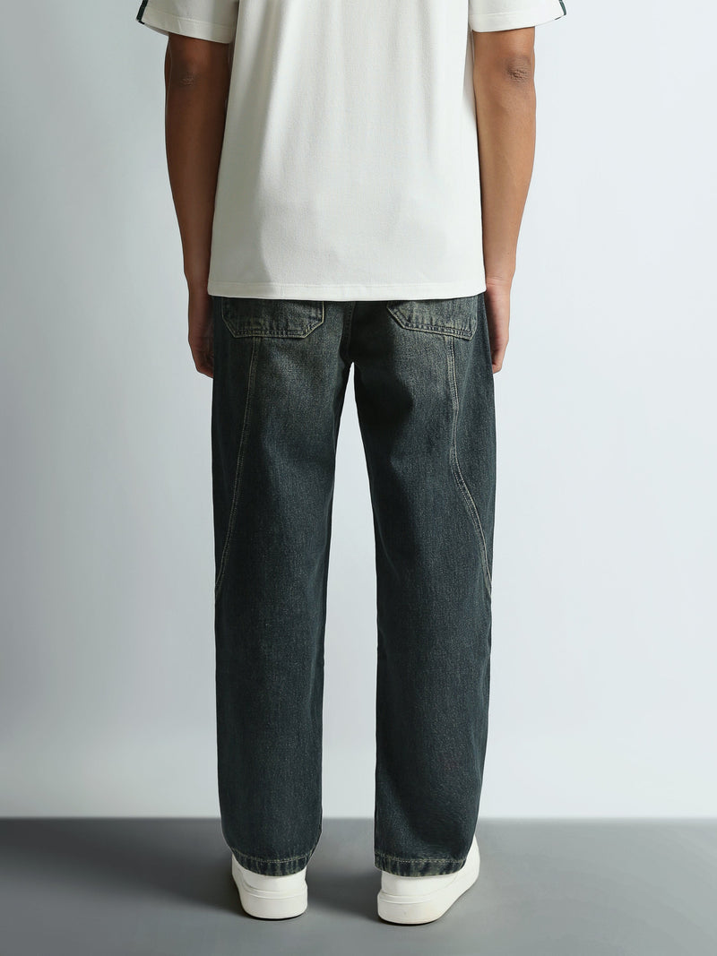 Jean Homme Loose Fit Effet Délavé à Coutures Décoratives - JOG26G24000006TM1