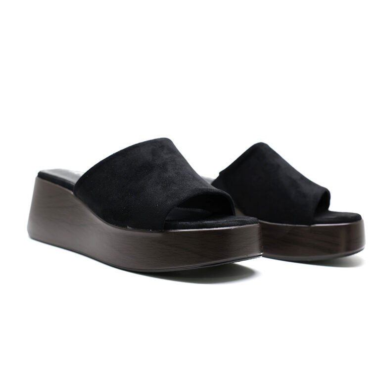 Mules Compensées Femme en Suédine Confort et Style Moderne