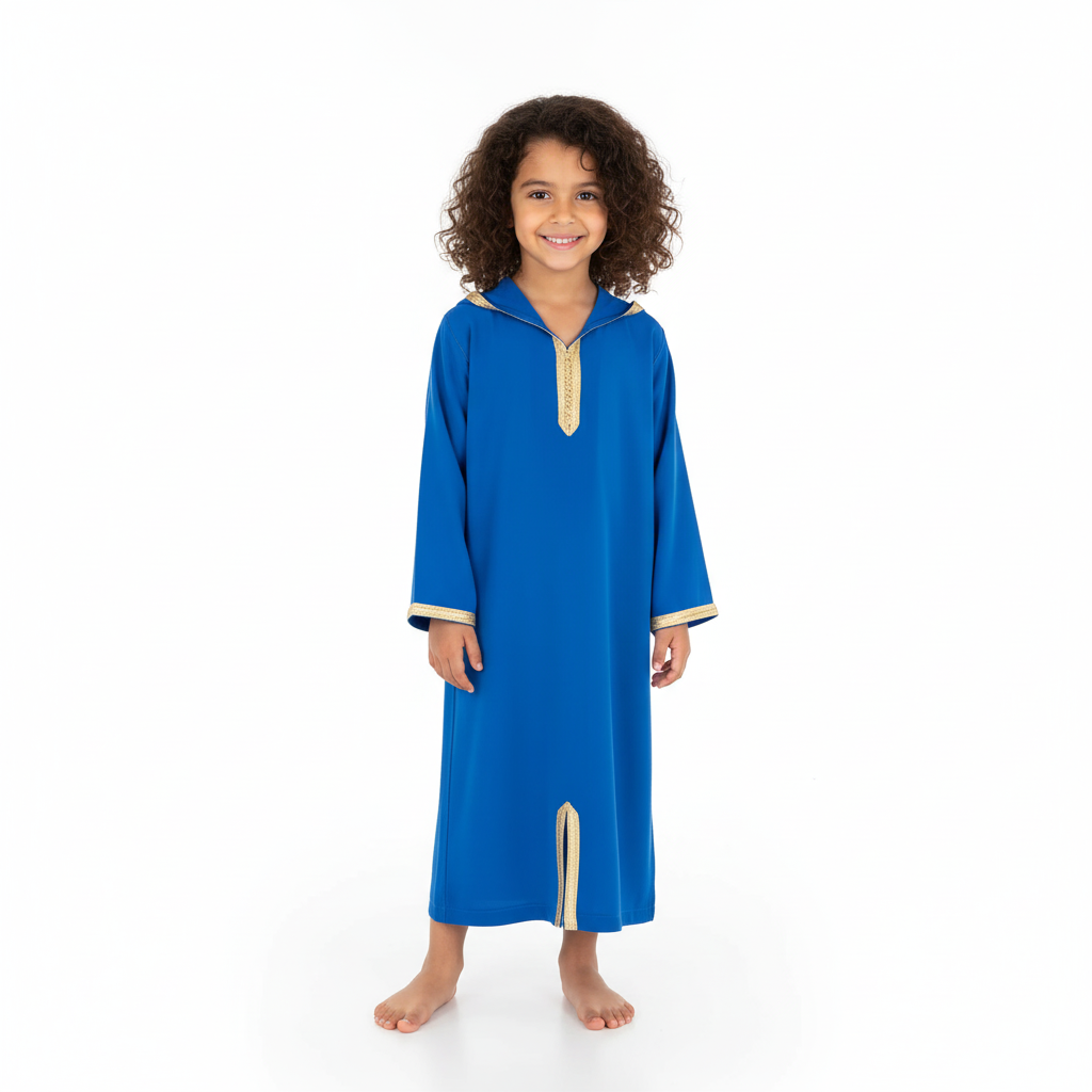 Jellaba bleu électrique pour fille