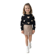 Ensemble Fille Sweat Cœurs et Jupe Short Élégante
