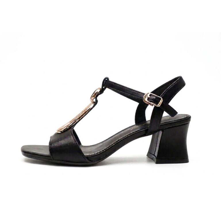 Sandales Femme à Talon Carré avec Maillon Doré Élégant