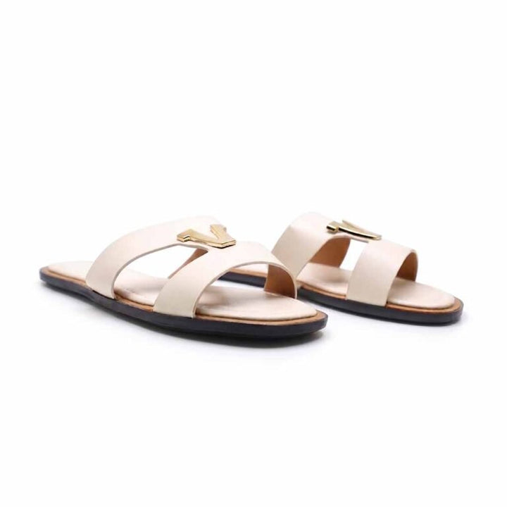 Mules Plates Femme à Double Bride et Détail Métallique Chic