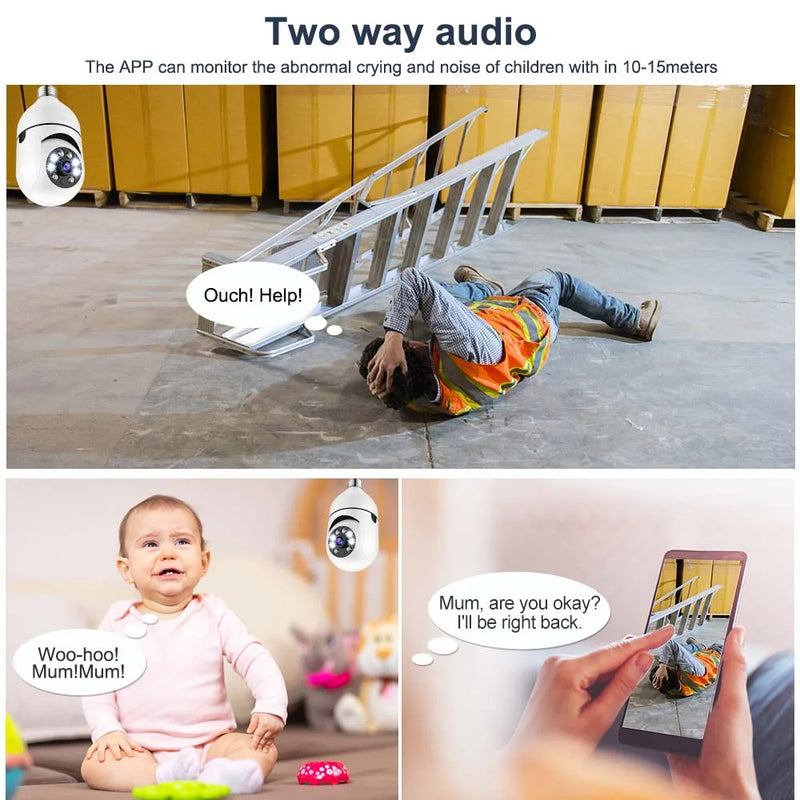 Caméra WiFi Panoramique 3MP 2K E27 – Vision Nocturne Couleur et Surveillance 360°