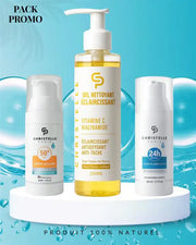 Lot de 3 : Gel Nettoyant éclaircissant 200ML, Crème anti-taches brunes 50ML et écran protection 50ML
