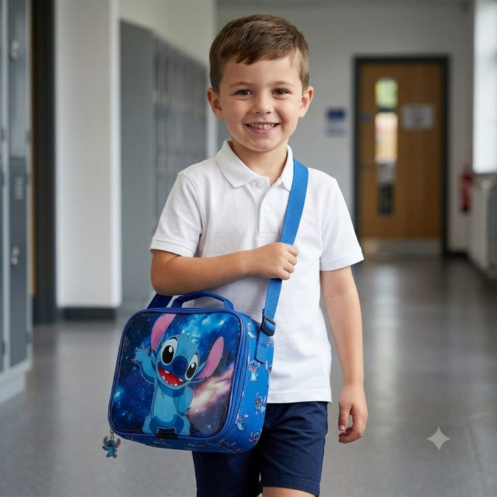 Sac à goûter Bleu - Lunch Bag enfant Stitch bleu avec bandoulière