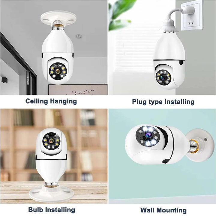 Caméra WiFi Panoramique 3MP 2K E27 – Vision Nocturne Couleur et Surveillance 360°
