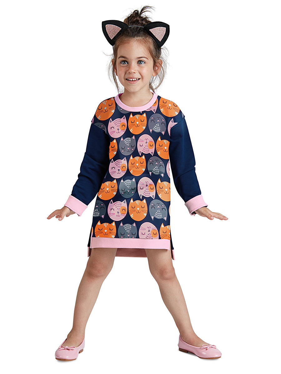 <tc>Robe pour fille avec des motifs de chats</tc>