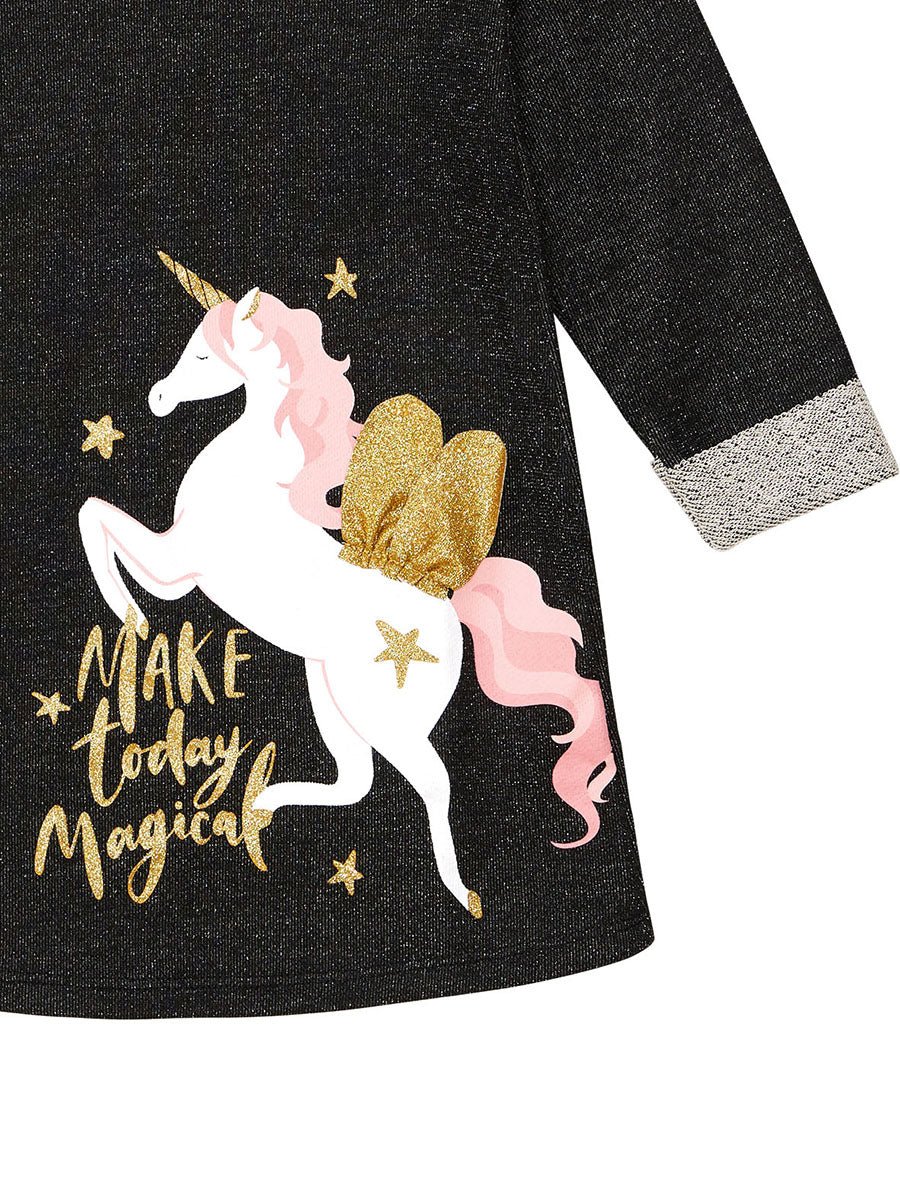 kanatli unicorn kiz çocuk elbise - Justyol