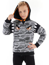 <tc>Sweatshirt à capuche pour garçon avec motif camouflage.</tc>